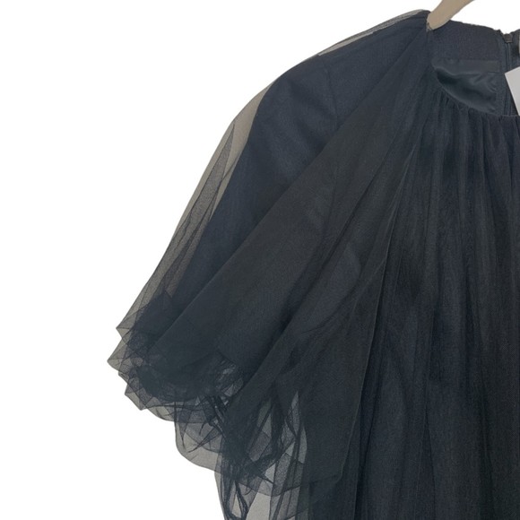 NWT Noir Kei Ninomiya Women's Black Tulle Overlay Wool Shift Dress Size Small - Picture 15 of 16